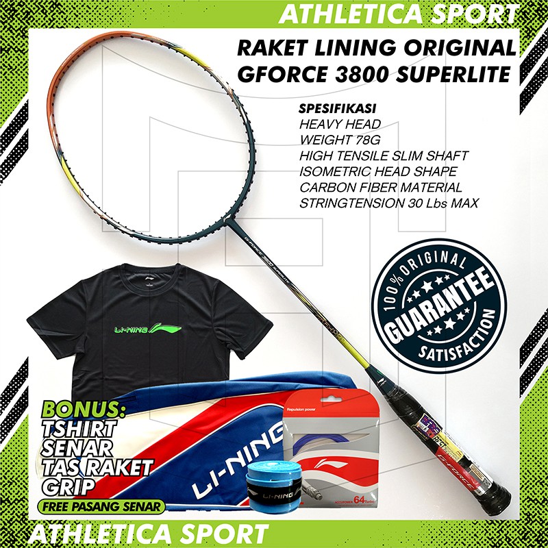 RAKET BADMINTON LINING GFORCE 3800 SUPERLITE ORIGINAL NAVY RED