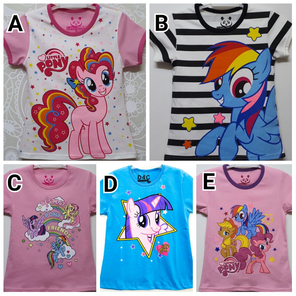  kaos  anak  perempuan karakter  my little pony  kuda  poni 