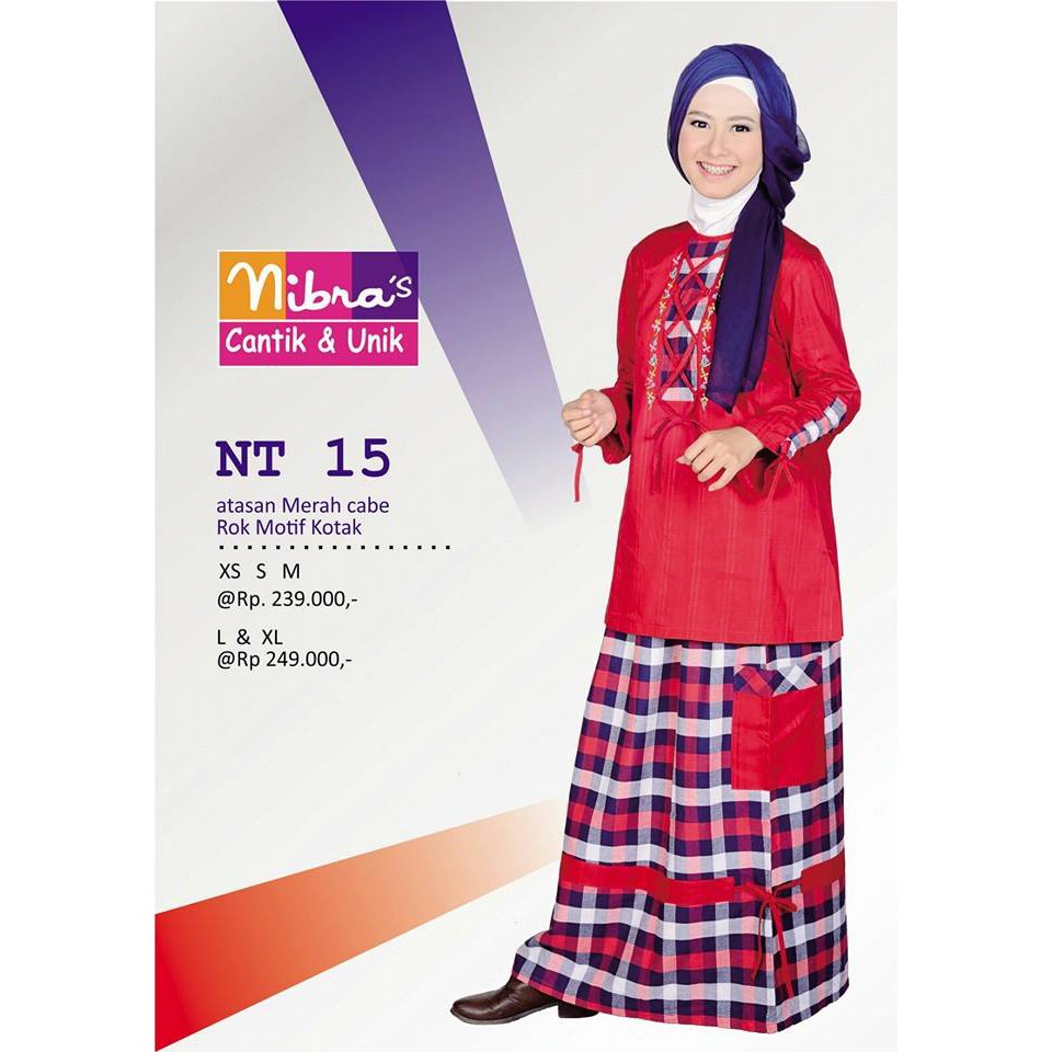 Gamis Nibras NT 15 Merah cotton cantik anggun murah bordir