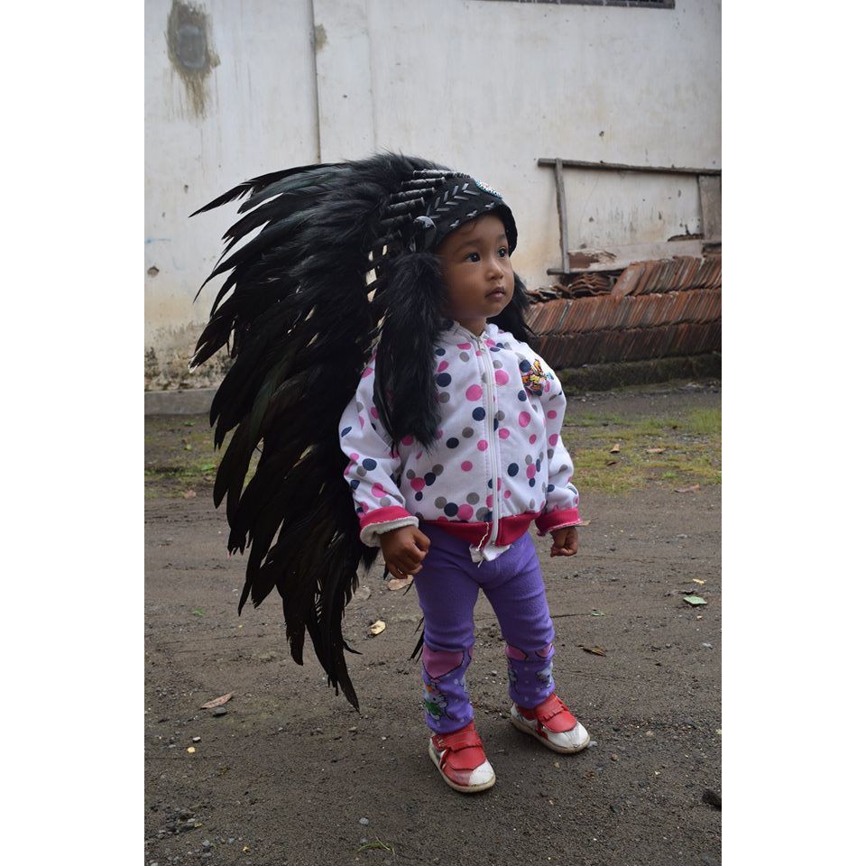 TOPI INDIAN - INDIAN HEADDRESS MEDIUM AYAM HITAM FULL FOR  ANAK ANAK