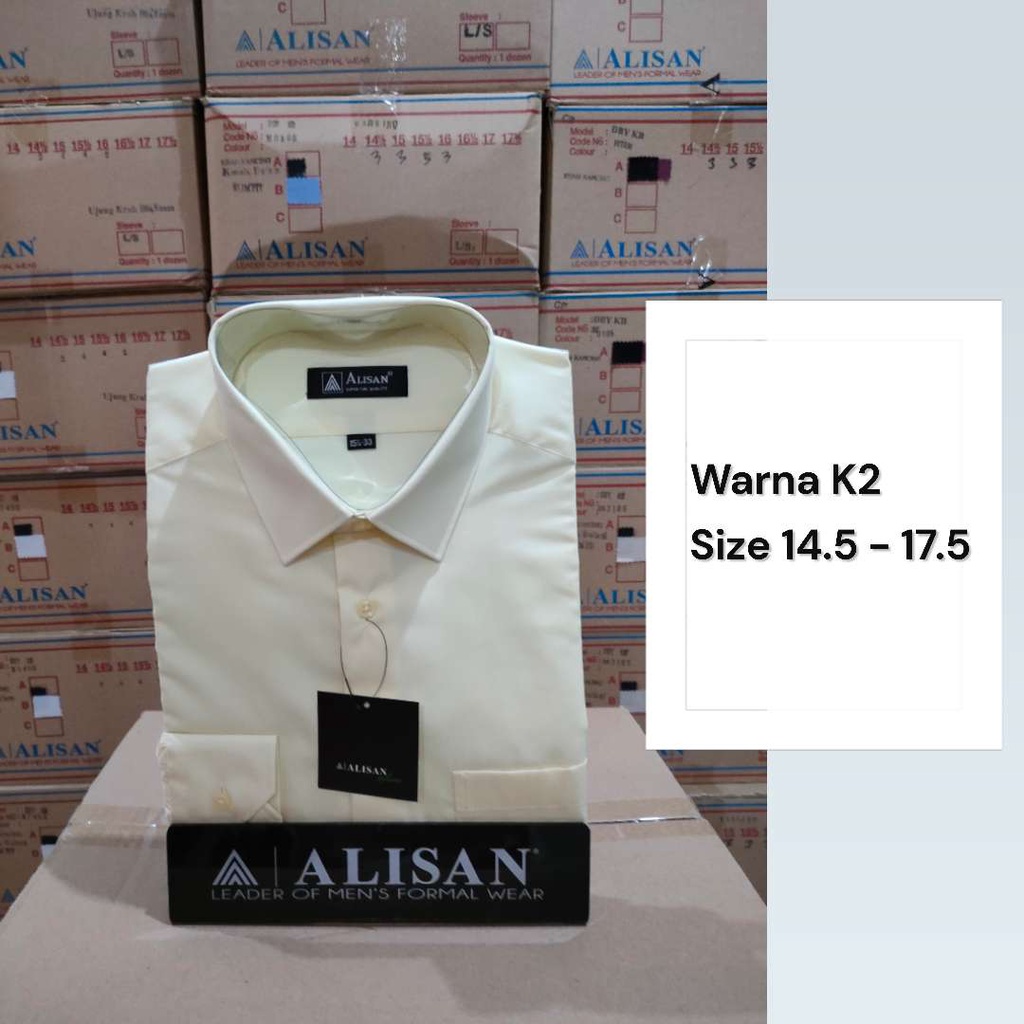 Alisan Kemeja Pria Lengan Panjang Polos Reguler Warna K2 ORIGINAL