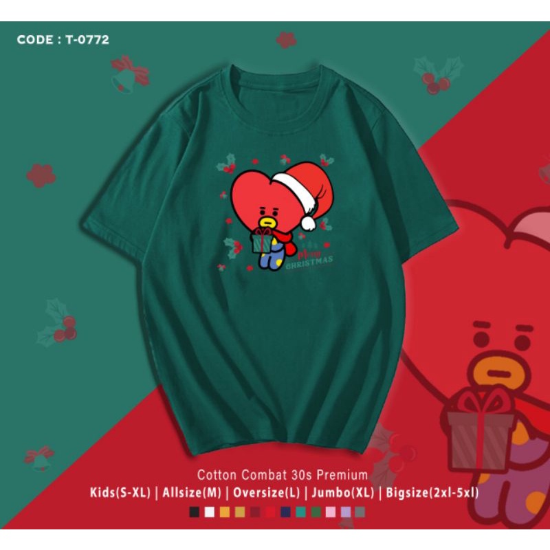 KAOS NATAL TATA BT21/T-SHIRT MERRY CHRISTMAS BT21 TATA