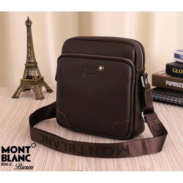 Tas Selempang Pria Montblanc Bahan Kulit Semi Ori Warna Coklat dan Hitam Bahan Kulit Tas Impor Murah