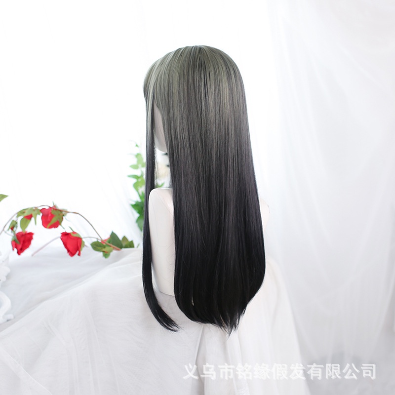 LOL-07 wig rambut palsu wanita gradasi gray abu hitam lolita cosplay daily