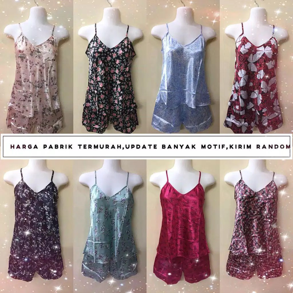 PAMELO COD STELAN/DASTER SATIN SEXY IMPORT/MOTIF RANDOM/BAHAN HALUS ADEM/BAJU TIDUR