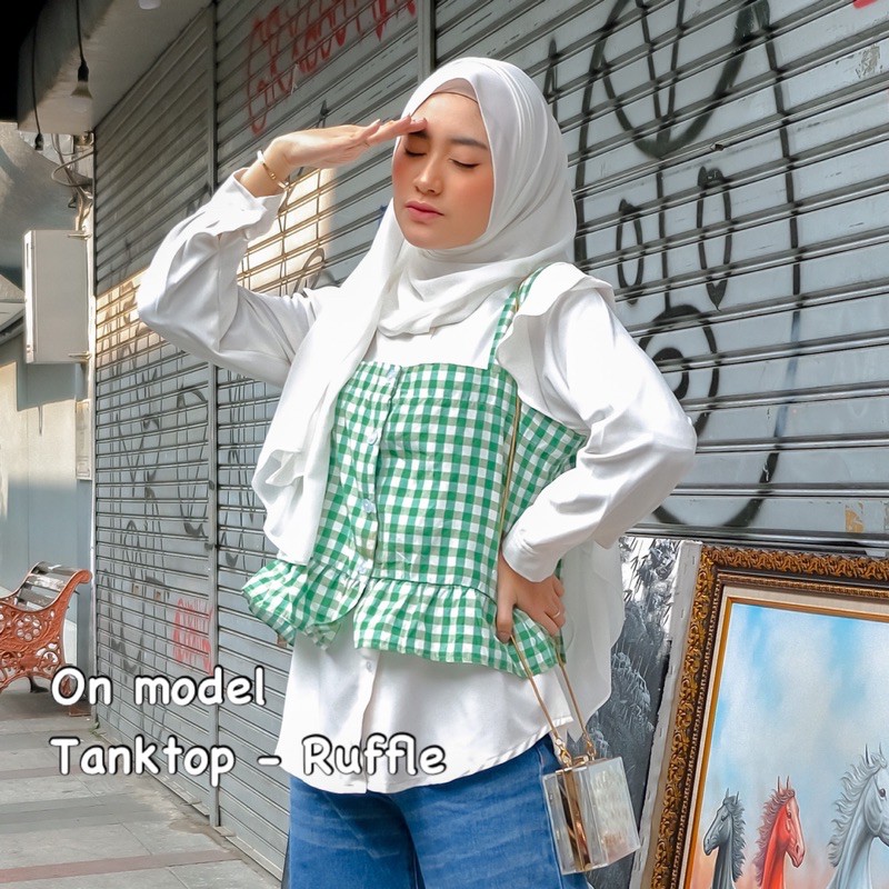 TANKTOP HALAL TARTAN / TANKTOP RUFFLE / TANKTOP CROP / TANKTOP KOTAK / TANKTOP KOREA-4