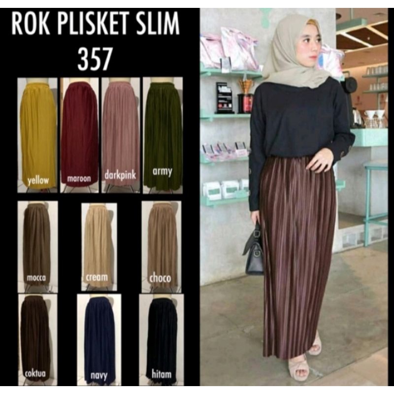 BD 357 -  ROK PLISKET KECIL SPAN CANTIK LURUS SLIM PANJANG KEKINIAN ROK PLISKET MURAH ROK WANITA MUR