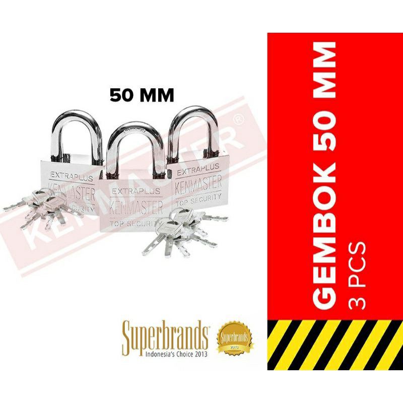 Kenmaster , UK.50 mm Set 3 . Gembok , Kunci Gembok , Master key
