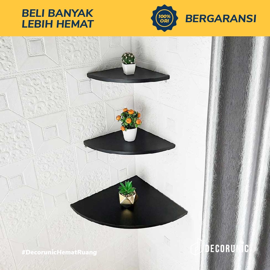 Decorunic Rak Dinding Sudut Ukuran 20, 25, 30 cm
