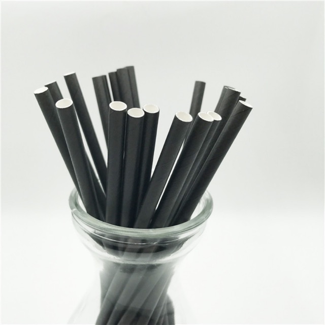 Sedotan kertas/hitam/putih polos/25pcs/paper straw/party