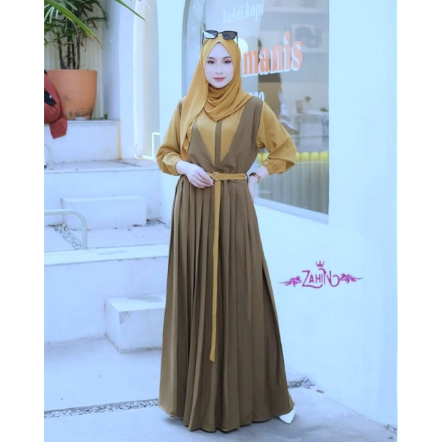 Laura dress itycrepe original zahin / gamis itycrepe zahin terbaru / dress ootd muslimah terbaru