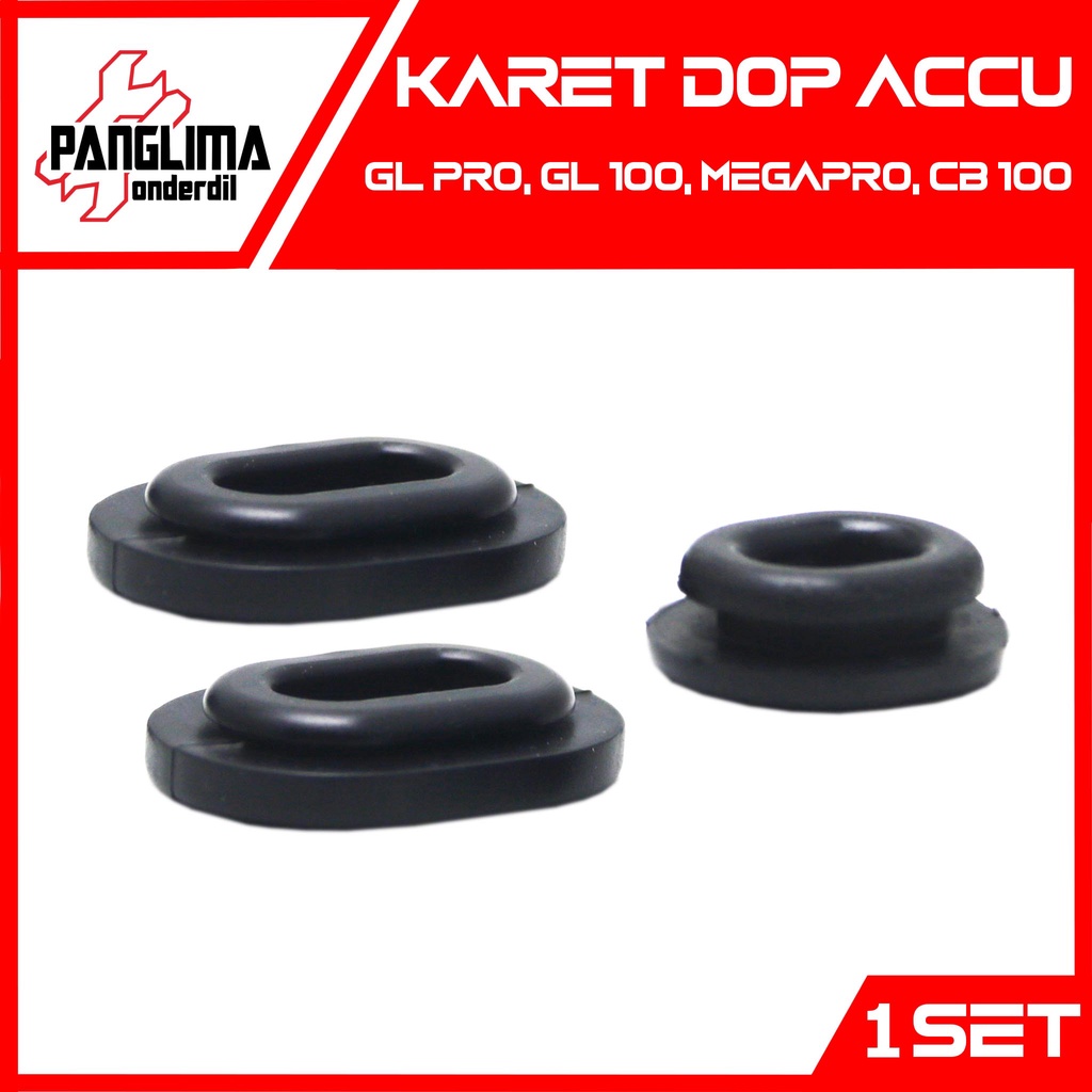 Karet Dop Accu GL Pro-100 &amp; Mega Pro-Megapro &amp; CB 100 Body-Bodi Tutup Aki-Grommet 1 Set-3 Pcs