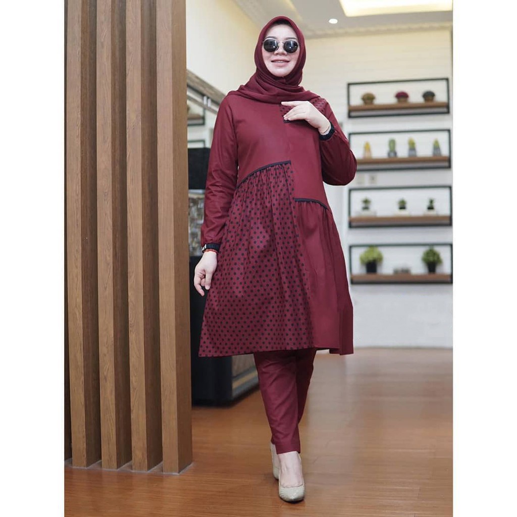 NAURA SET 2IN1 Bahan MOSSCRAPE MIX KATUN (Dapat Baju + Celana)  BAJU SETELAN WANITA TERBARU MODEL  SIMPLE DAN ELEGAN BAJU  SET WANITA HARGA MURAH , BAHAN ADEM , NYAMAN DI PAKAI BAJU SET 2022