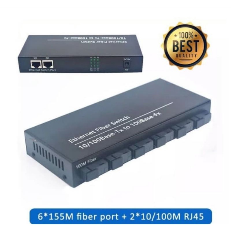 ethernet fiber optical media converter digital video 6SC-2RJ45 UTP LAN