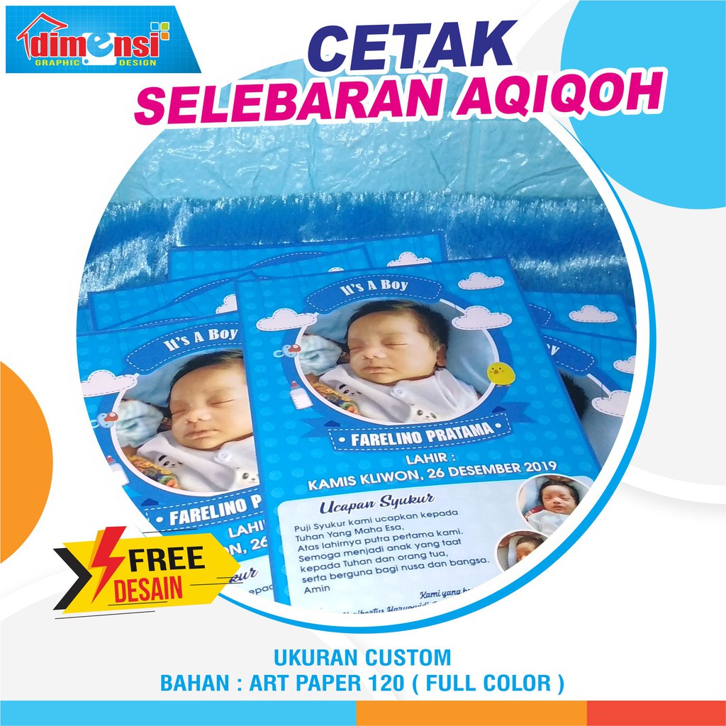 

(MINIMAL 20 Lembar) Print Selebaran Aqiqoh, Selapanan Murah / Cetak Full Color