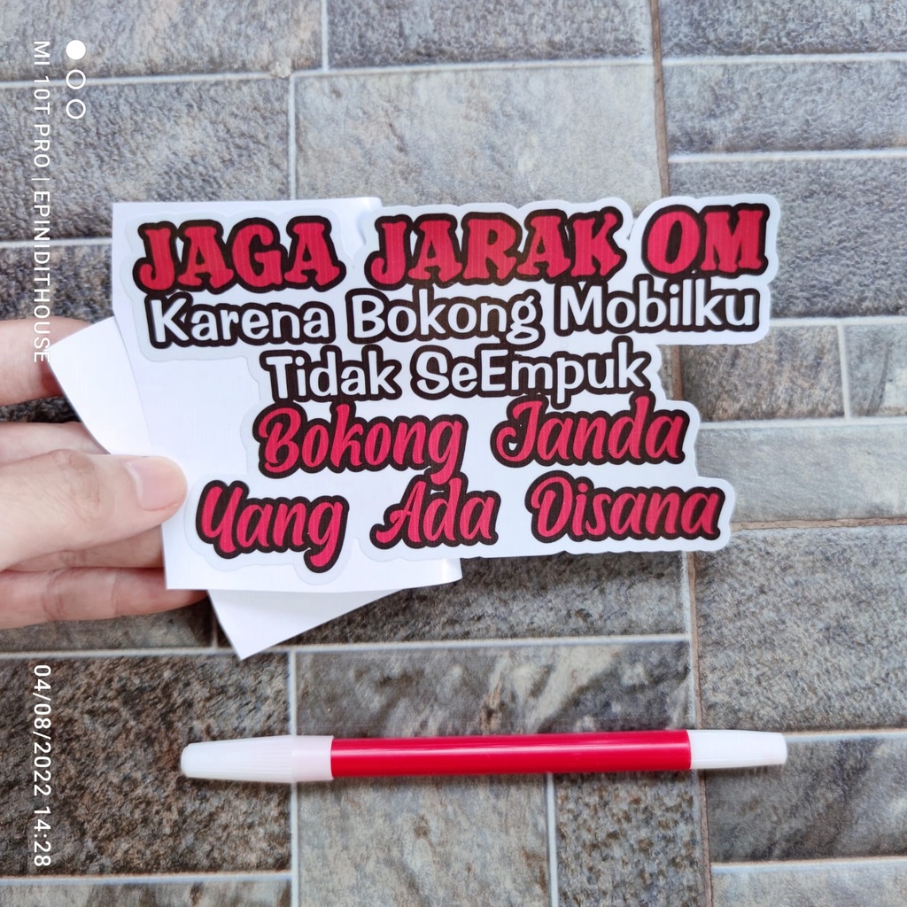 Stiker Kata Quote Lucu Jaga Jarak Om Humor Vinyl Motor Mobil Body Kaca
