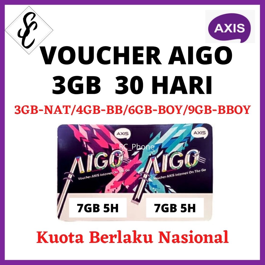 Voucher Axis Aigo 3GB 1bulan