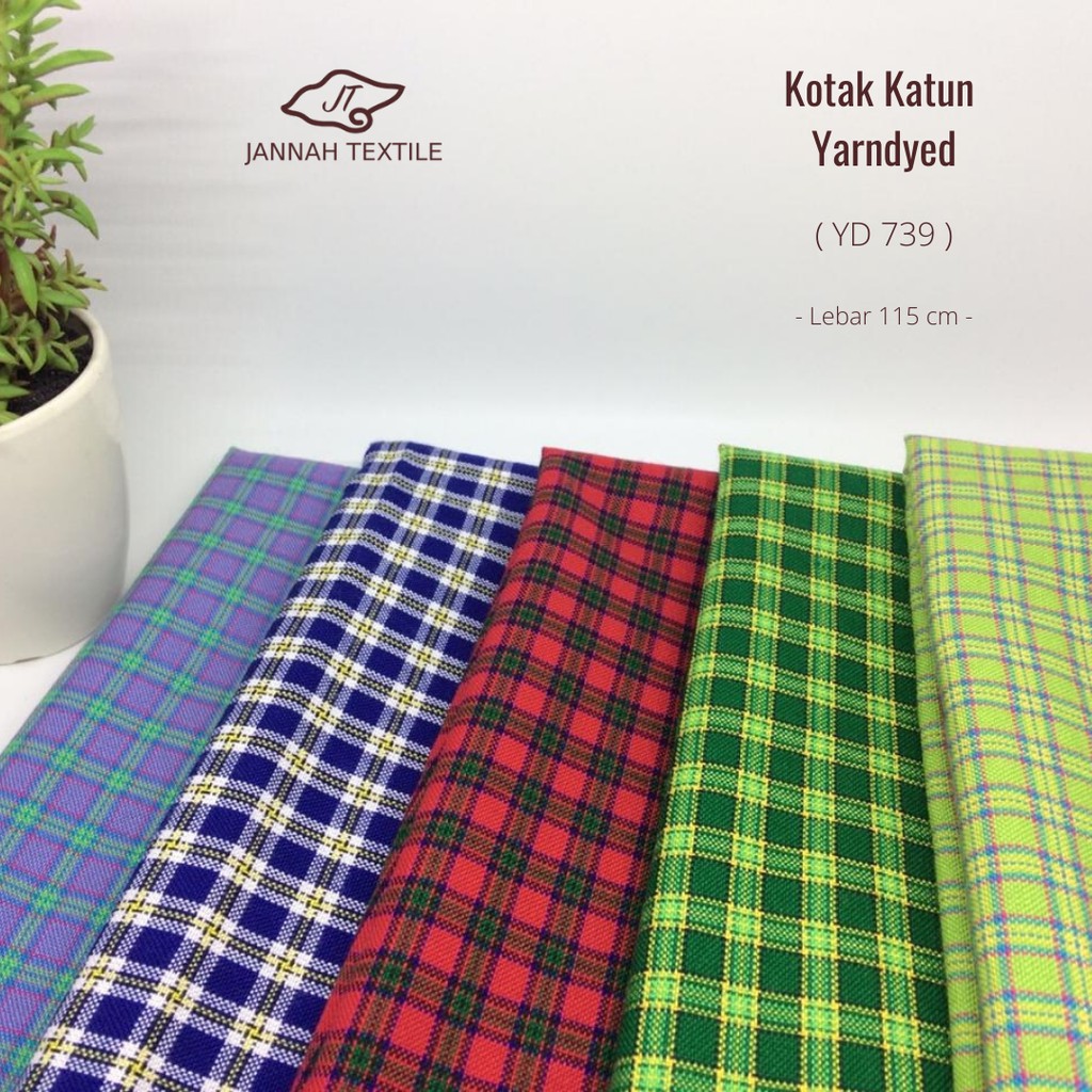  Kain  Katun Bahan Yarndyed Yandet Motif  Kotak  Kotak  YD739 