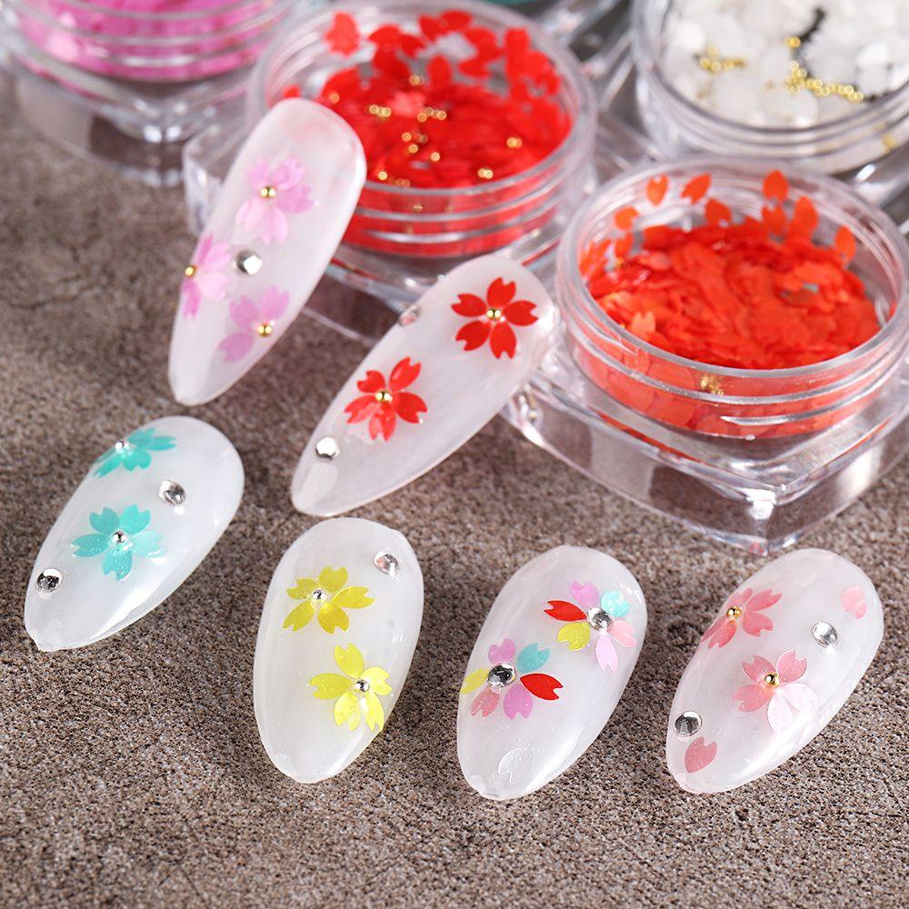 AUGUSTINA Agustina Sakura Kuku Payet Fashion Multi-Warna Kelopak Bunga Manicure Aksesori Kerajinan Spangles Nail Flakes