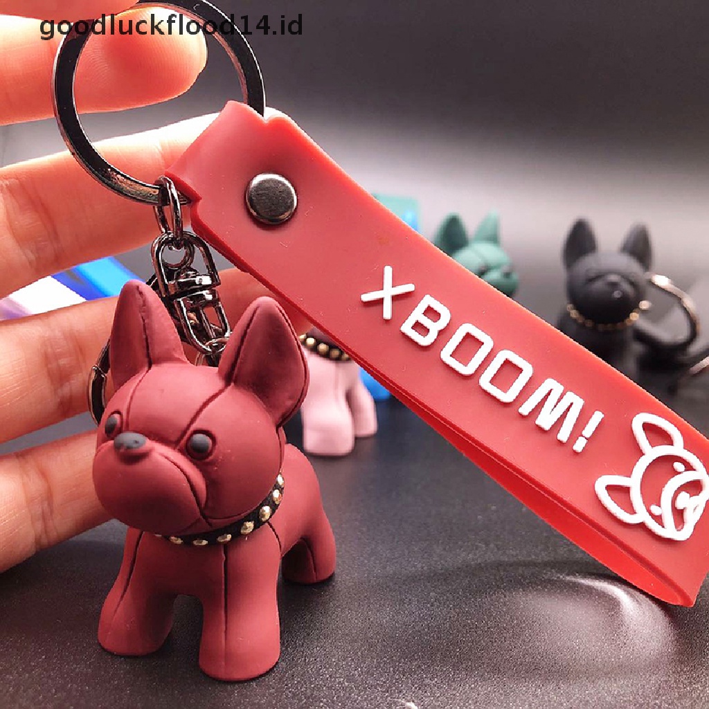 [OOID] Fashion French Punk Bulldog Keychain Leather Dog Keychains For Women/Men's Bag ID