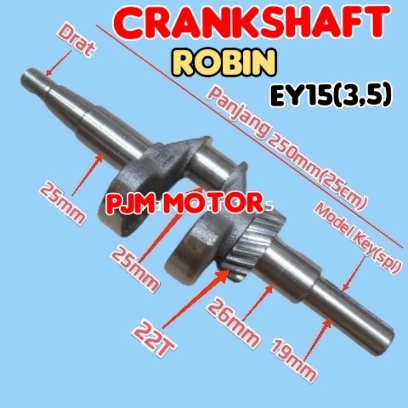 Crankshaft Kruk As Kro as Mesin Robin Ey15 3.5Hp