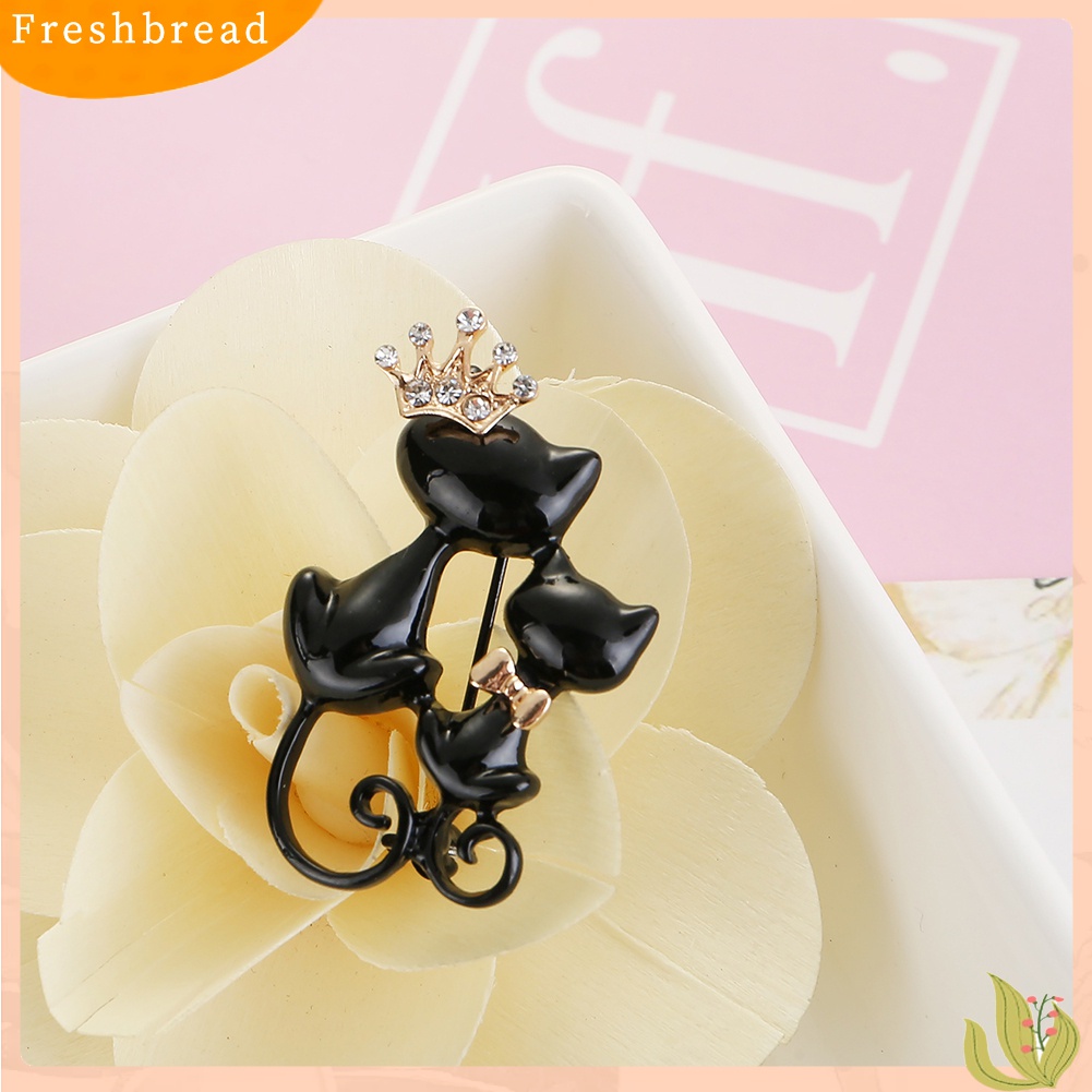 [ TERLARIS]Women Rhinestone Inlaid Cat Crown Brooch Pin Badge Clothes Decor Jewelry Gift