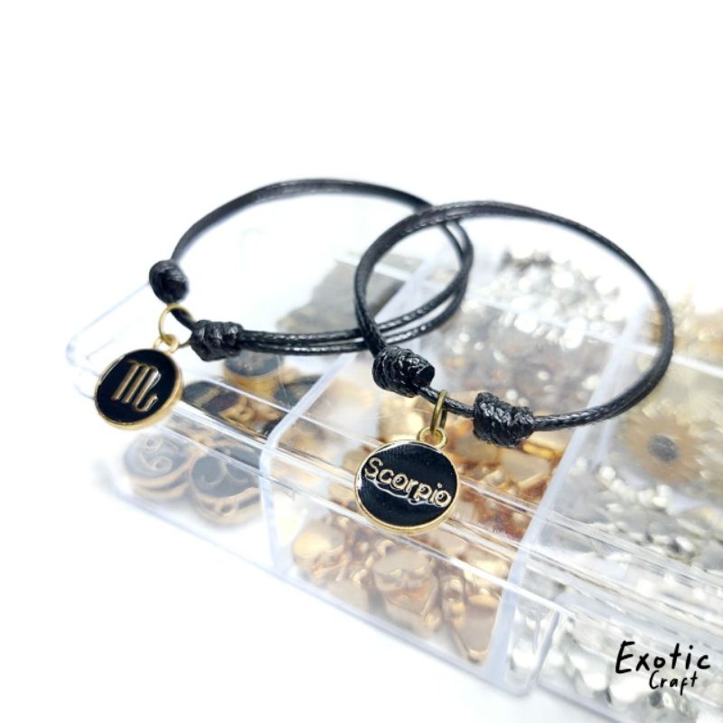 Gelang couple zodiak enamel epoxy,  gelang tali wax korea couple bintang gelang persahabatan