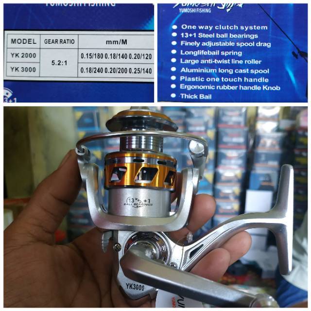 Reel YUMOSHI 2000 3000 4000 7000(13+1 Ball Bearings) HARGA PROMO