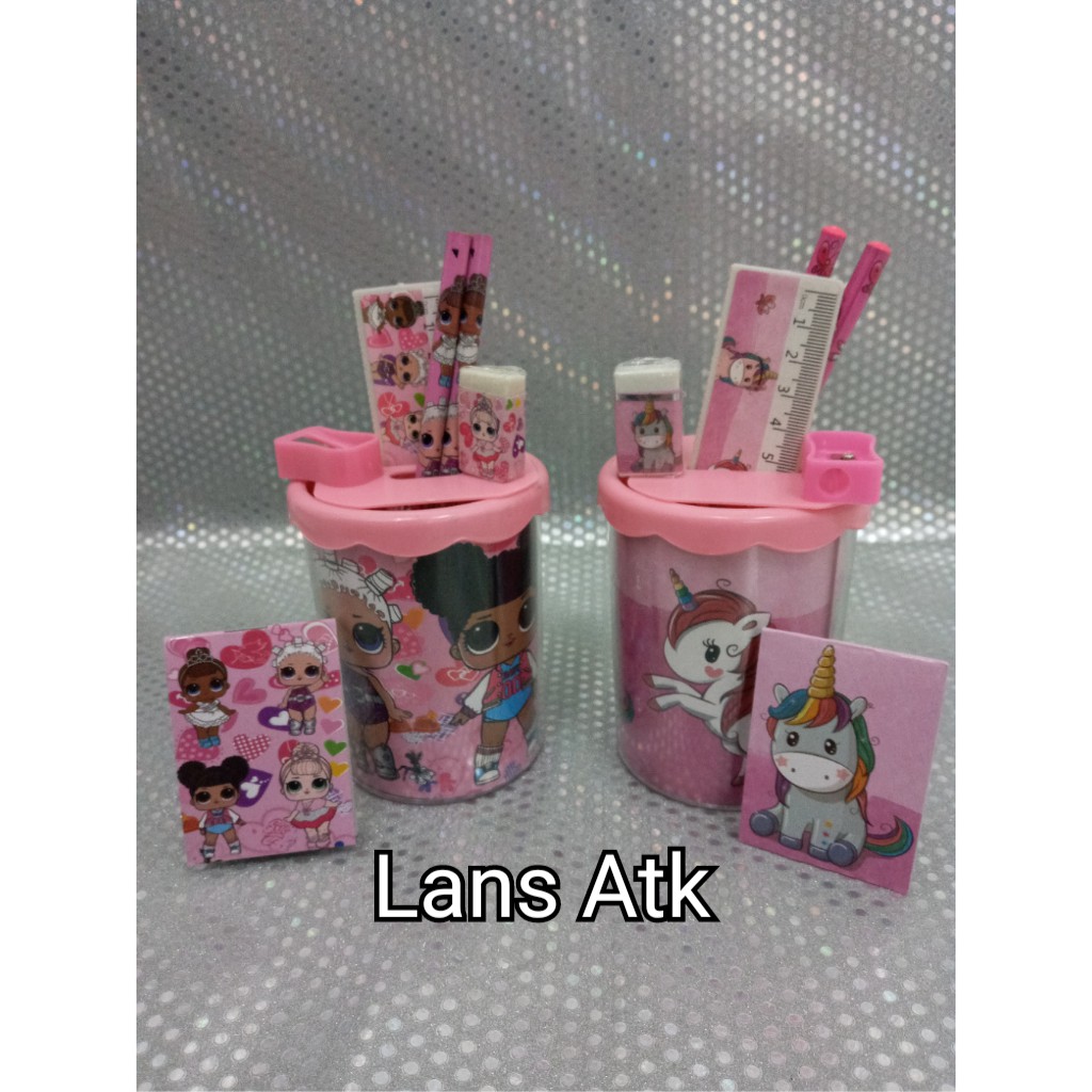 

Pensil Set Anak / Study Set Fancy / Alat Tulis Set + Tempat (model 2)