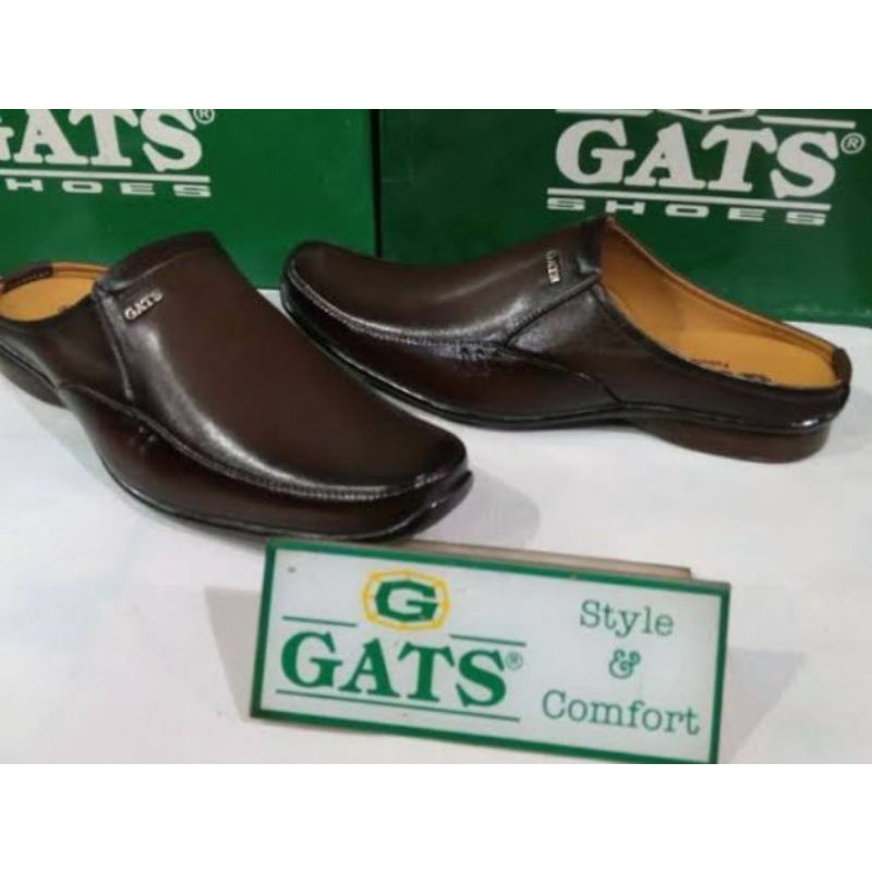 Sepatu Sandal Slop Kulit Gats Zu 0061 Brown Original