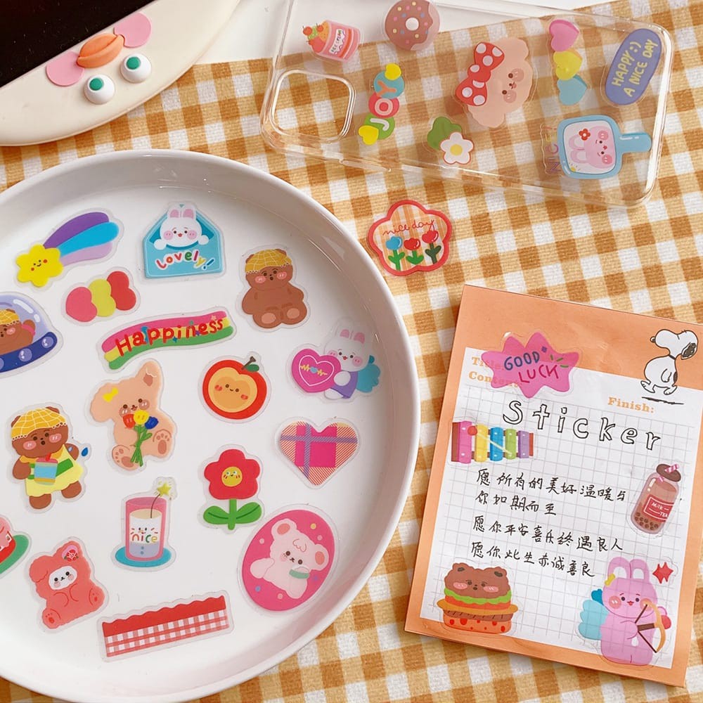 

STICKER PVC KOREA BEAR CUTE DIY BUJO AESTHETIC SCRAPBOOK LOVERSTUFF