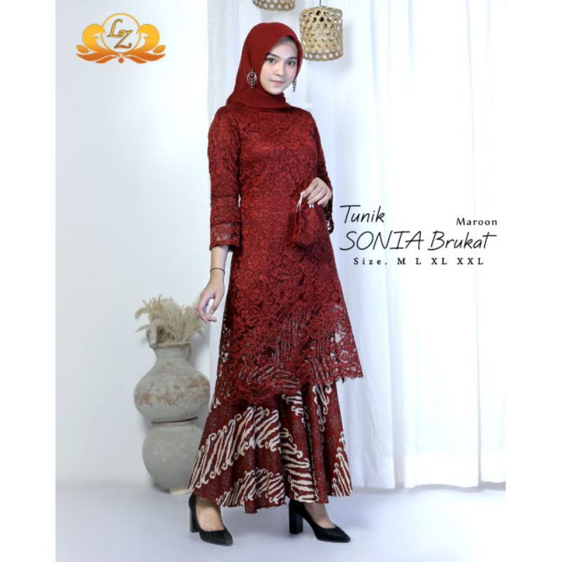 Permata Olshop / Tunik Brokat Sonia LK / Kebaya Brukat / Kebaya Tunik / Kebaya Tunik Brukat / Kebaya Pesta / Kebaya Modern / Kebaya Kondangan