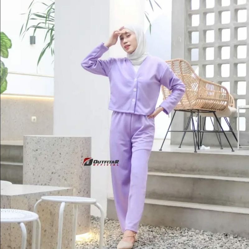 Setelan Wanita Crop dan Celana Kulot Set Casey Premium Knit