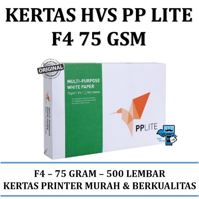 

Kertas HVS PPLITE F4 75GSM 1 Rim / 500 Lembar - High Quality