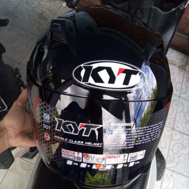 HELM KYT R10 R 10 SOLID BLACK FULL FACE | Shopee Indonesia