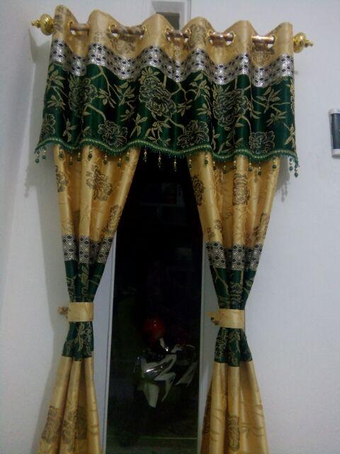 Gordyn Gorden Hordeng Prada (pr) Bunga Garis Emas