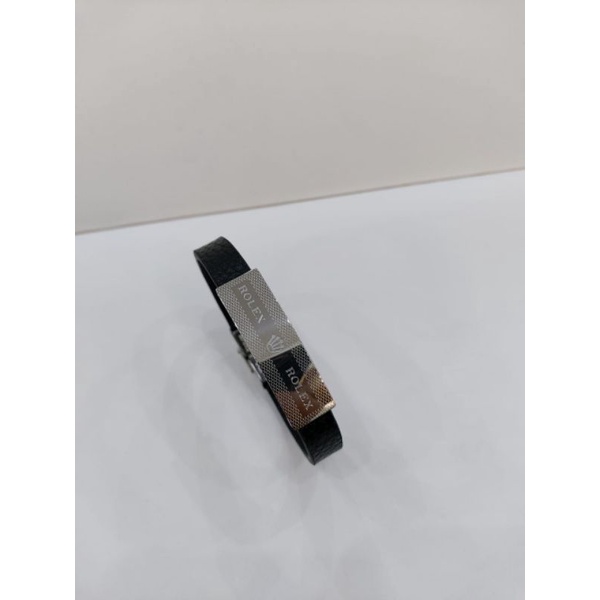 Gelang Kulit Titanium Rolex silver