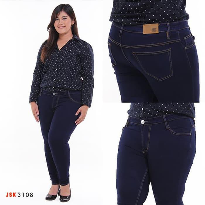 Wajib Punya Celana Jeans Wanita Soft Jeans Big Size Jeans Murah - Putih- 36
