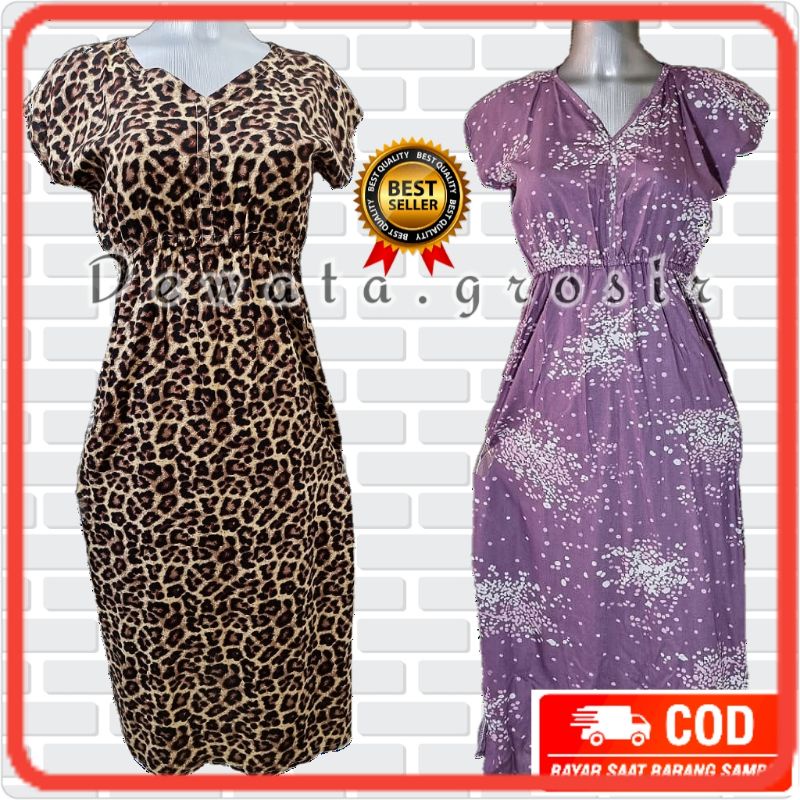 BAJU WANITA DASTER PANJANG KERUT LONG DRESS MANOHARA RAYON BALI MACAN LEOPARD SUNSHINE GALAXY