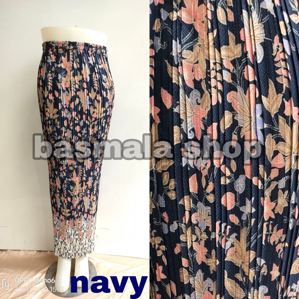 ROK PLISKET BATIK / ROK PLISKET / BAWAHAN KEBAYA / ROK KEBAYA / ROK WISUDA / BUGENVIL NAVY BSW