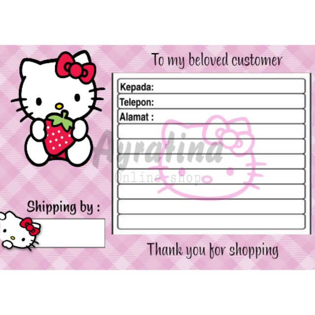 

Label pengiriman hello kitty ( tanpa nama toko)
