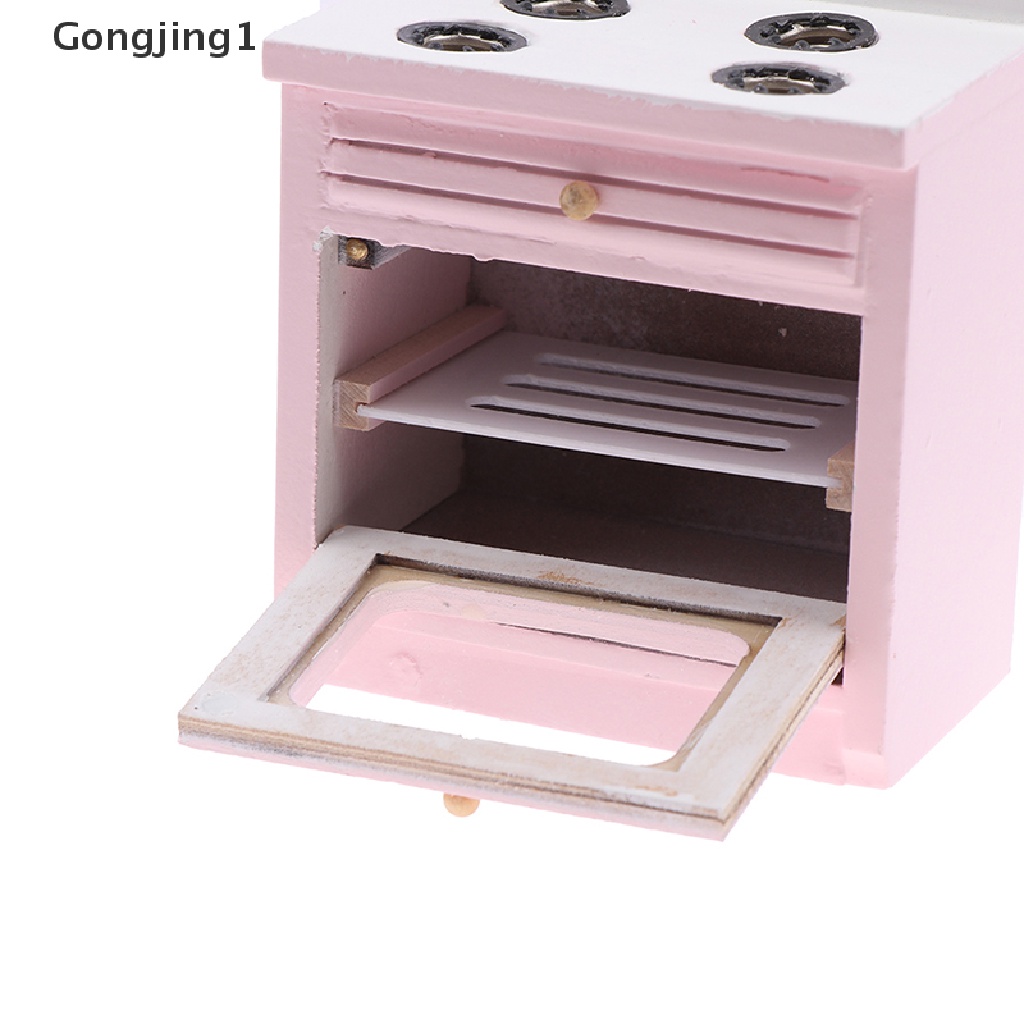 Gongjing1 Mainan Miniatur Lemari + Wastafel + Kompor + Peralatan Masak Skala 1: 12 Untuk Aksesoris Rumah Boneka