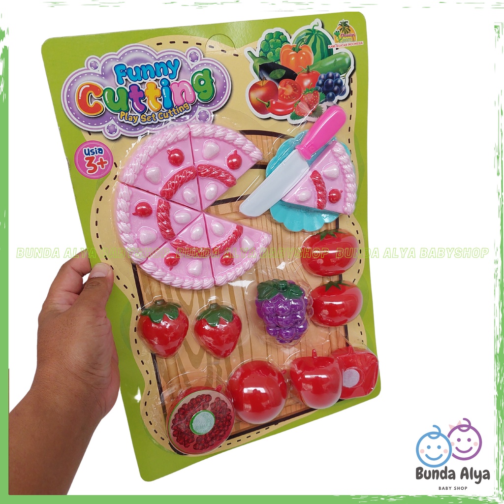 MAINAN ANAK MURAH BUAH DAN SAYUR KUE ULANG TAHUN DAN ANEKA MAINAN BUAH SAYUR MASAK MASAKAN - Mainan Potong Kue Buah Funny Cutting Play Set - Mainan Anak Perempuan Kue Dan Buah Potong - Mainan Anak SNI