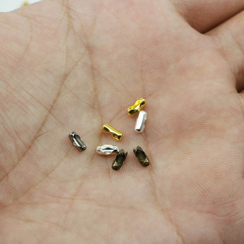 200pcs / Lot Konektor Rantai Bola Diameter 1.5 / 2 / 2.4 / 3.2 mm Warna Gold / Silver Untuk Membuat Perhiasan Diy