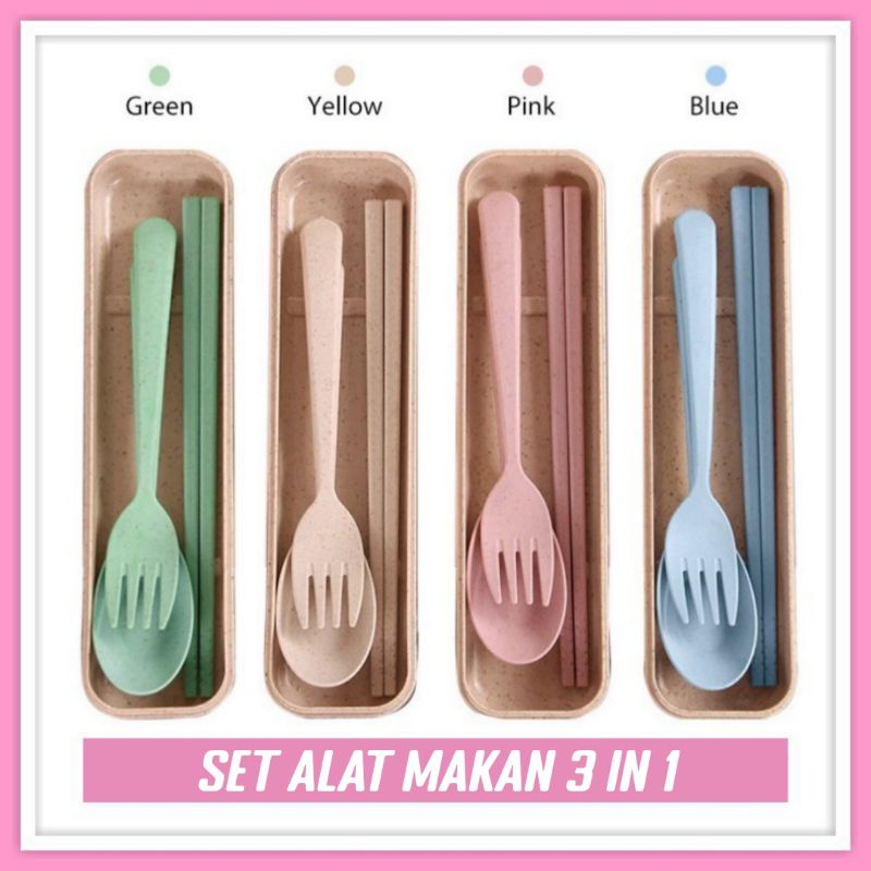[ COD ] SET ALAT MAKAN KOREA VIRAL SENDOK GARPU SUMPIT PORTABEL Grosiran