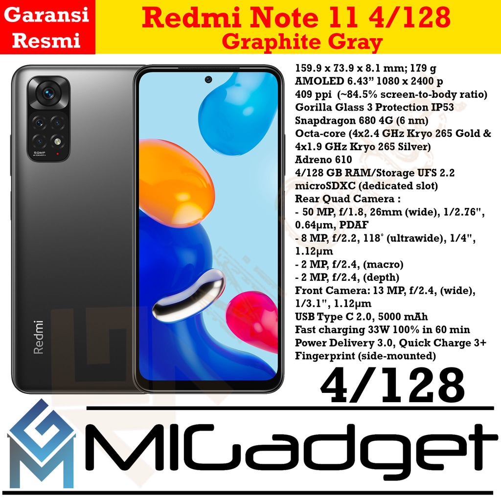 Redmi Note 11 4/128 Garansi Resmi