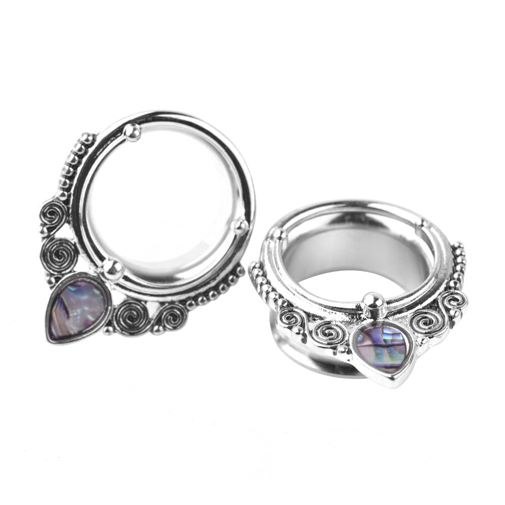 Hu Hu Hu Hu Hu Alat Bantu Pasang Kacamata♡ 1pc Anting Tindik Tunnel Kulit Kerang Abalone Bentuk Tetesan Air Untuk Wanita