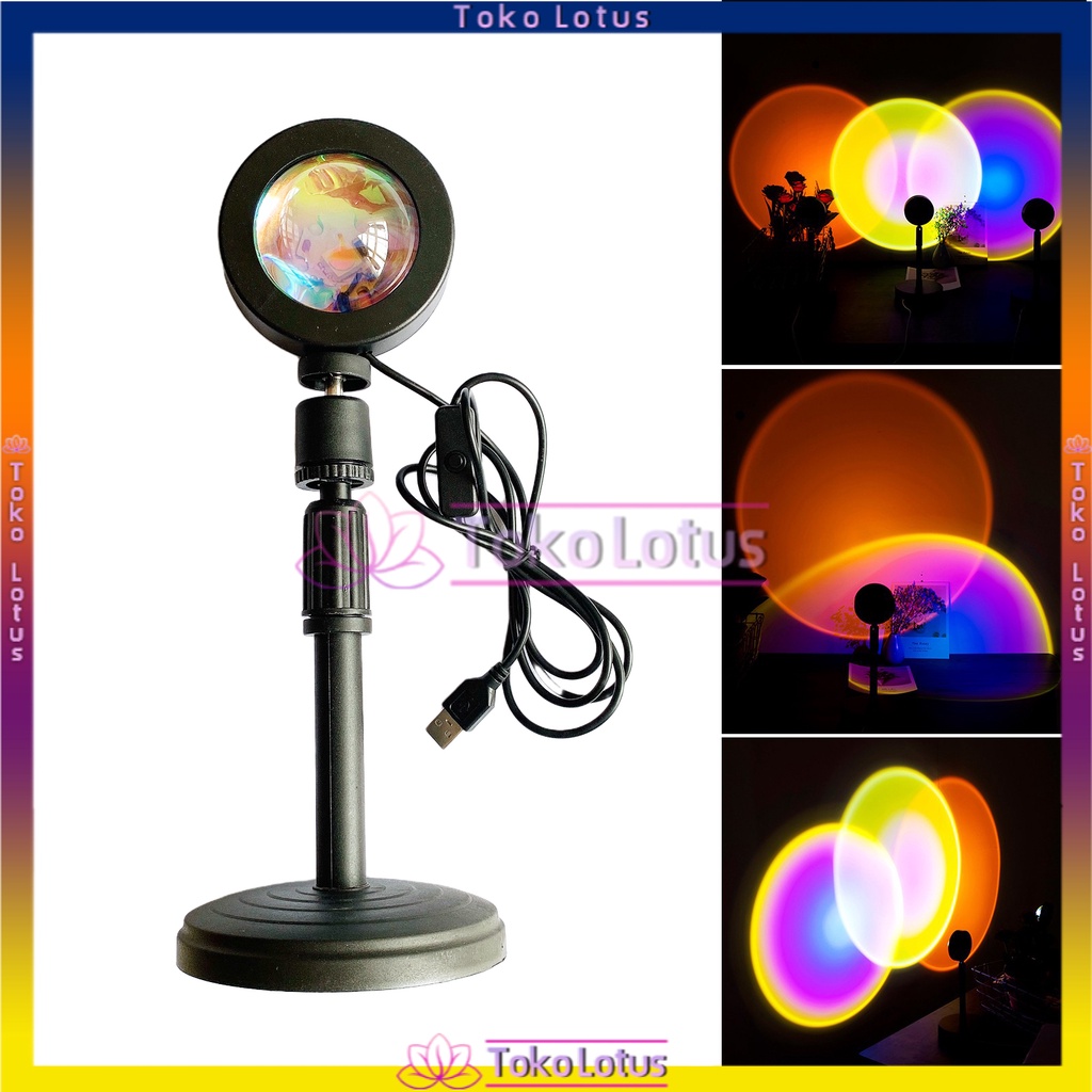 Lampu Tidur Proyektor Led sunset lamp Motif Rainbow SunsetRD Sunset Sun Untuk foto aetetic model