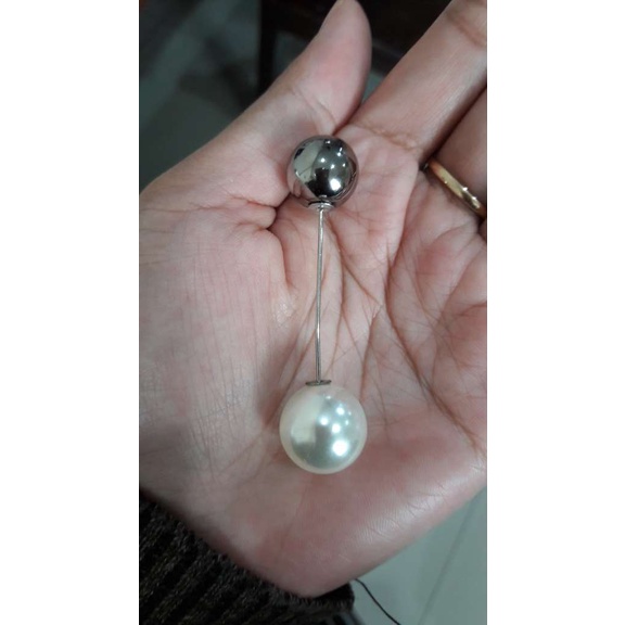 Tuspin hijab Pearl White Chrome Aksesoris muslim terbaru murah-BESAR PUTIH ABU