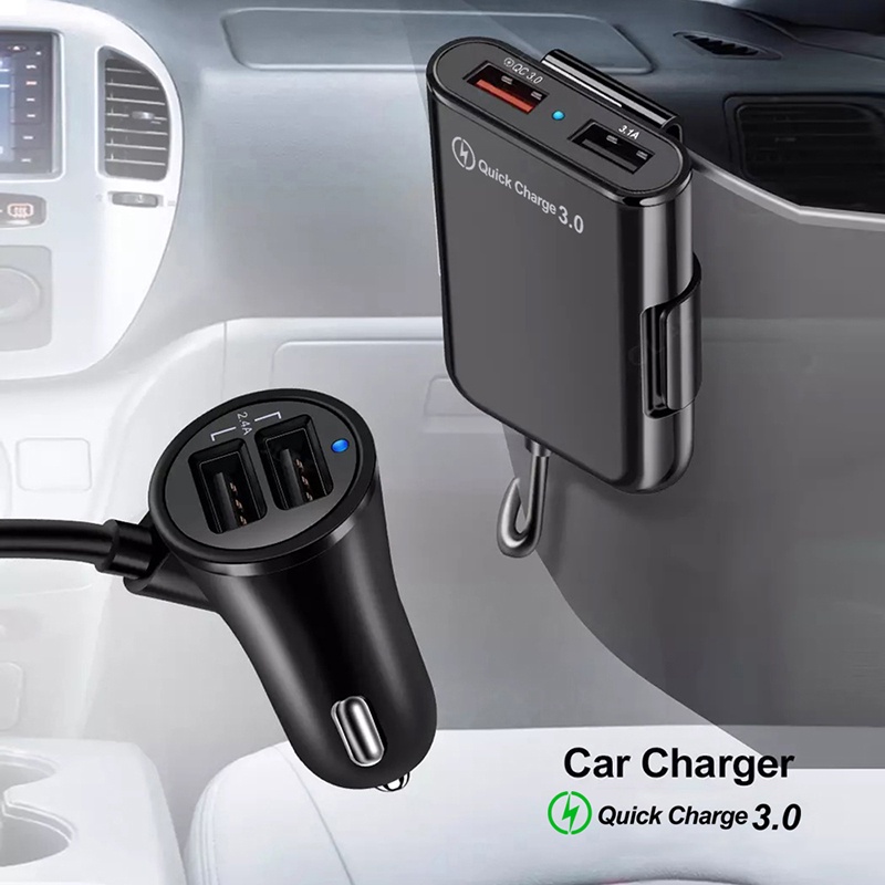 Mobil Charger HP 4 Port USB 2 Port USB HP Car Charger Super Fast Charging 3.1A Qualcomm QC3.0 8A 4 in 1